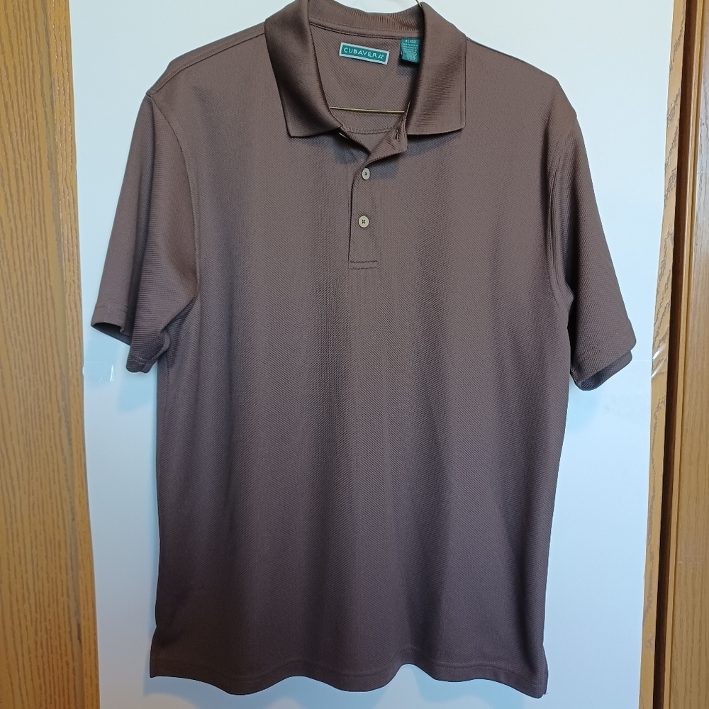 Cubavera Men's Brown Textured Golf Polo Shirt